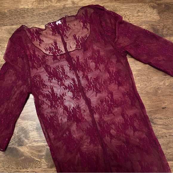 NWOT Free People Layered in Luxe Tee Burgundy Red Size Small Boho Coquette - Picture 10 of 10